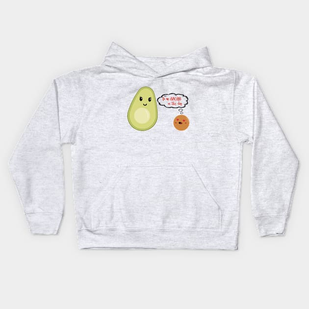 Be my Avocado on Valentine's Day Kids Hoodie by Make It Simple